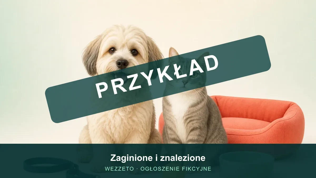 Ogłoszenie przykładowe: Zaginione i znalezione